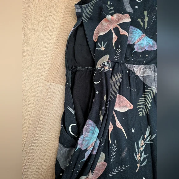 Disturbia Black Dress with Pastel Butterfly & Moth Motif - Picture 5 of 6